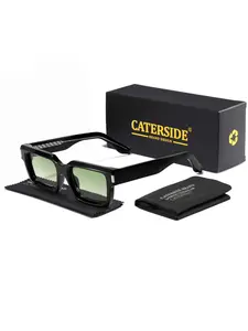 Unisex Thick Frame Retro Sunglasses, Blue Light Blocking Rectangular Shades, Casual Style PC+cp Frame, All Seasons Wear