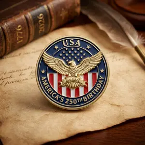 Americas 250th Birthday Bald Eagle Commemorative Coin, 4th Of July Independence Day Souvenir Coin, USA 1776-2026 Patriotic Collectible Item For Men Women, Independence Day Keepsake Gift | 250326.C00683.ID03