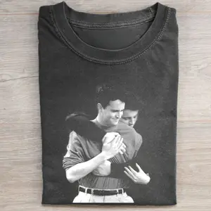 Vintage Chandler Bing and Joey Tribbiani Hugging Graphic Tee - Friends Sitcom Shirt - Movie Shirt - Top, Menswear Tshirt Streetwear