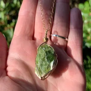 Medium Raw Peridot Necklace, Prosperity Necklace, heart chakra, natural peridot jewelry, abundance necklace, peridot pendant, gift for her