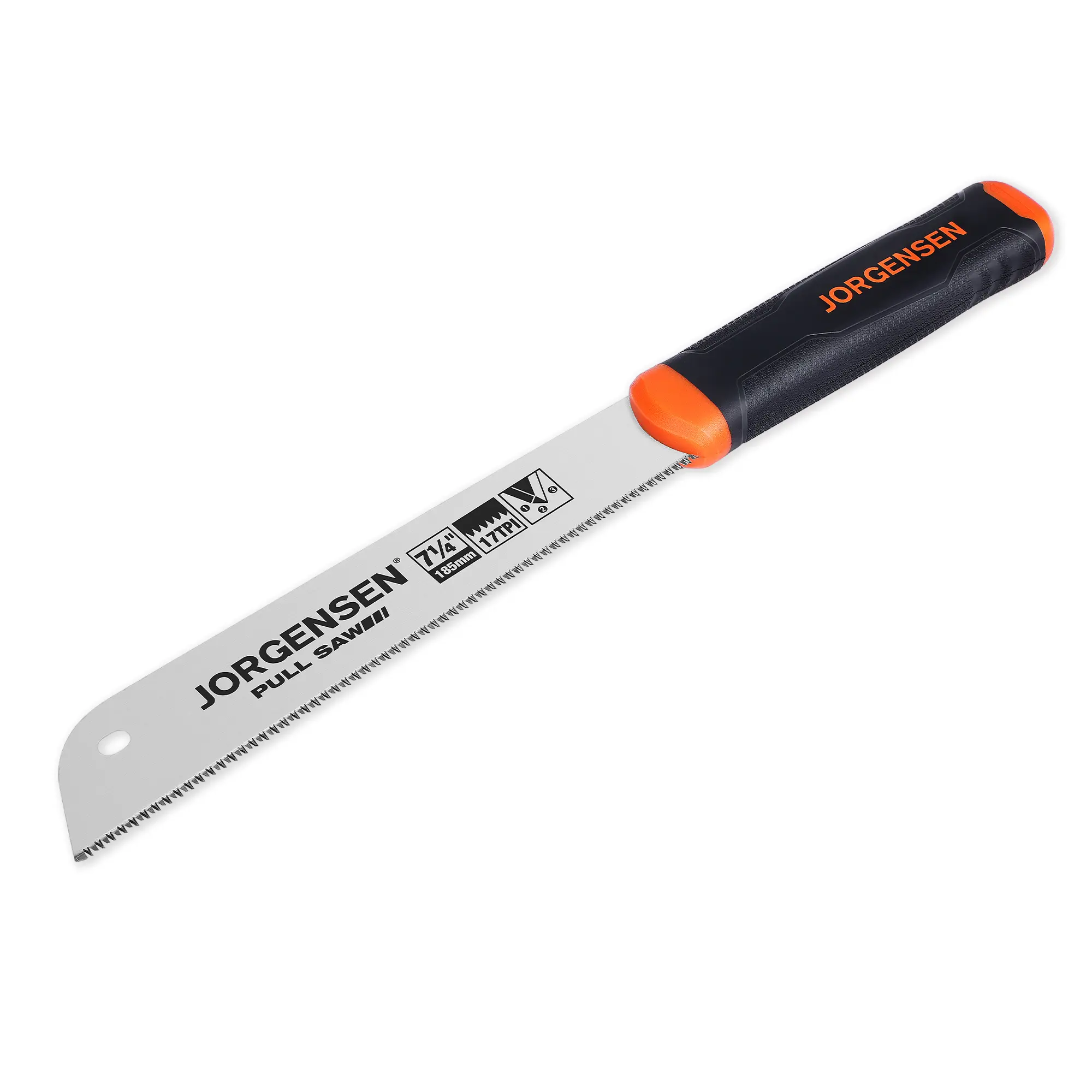 #fathersdaygift JORGENSEN Japanese Pull Saw, 7.25" Hand Saw Single Edge, 17-TPI SK5 Flexible Blade Handsaws, Flush Cut Saw with Soft Grip Handle for Fine Woodworking & Fast, Precise Cuts