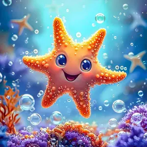 5D DIY Full Drill Round Diamond Painting - Diamond Art Kit Smiley Starfish Mosaic, Canvas - DIY Decorative Painting, Home Wall Decor, Perfect for Halloween, Christmas, Independence Day, Birthdays and Anniversary Gifts.