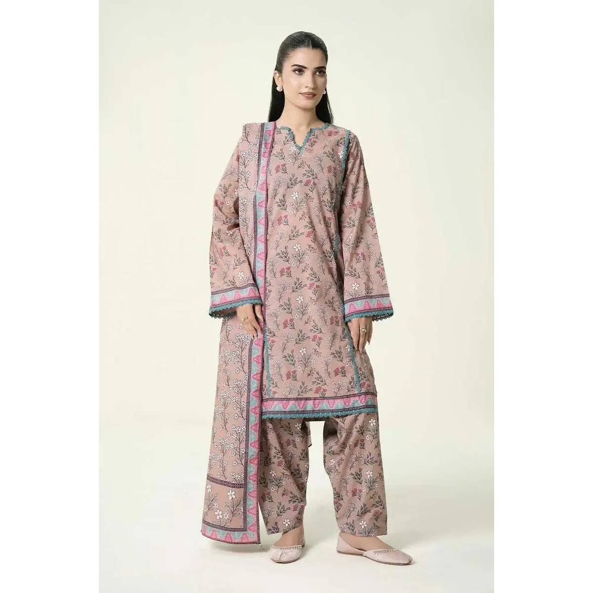 3PC stitched Printed Lawn Suit | KLA-4112