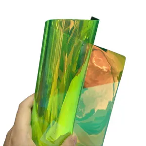 Holographic clear artificial leather PVC vinyl fabric -12x 53 and 17x 53 inch laser rainbow board for DIY crafts, bags, bows and jewelry