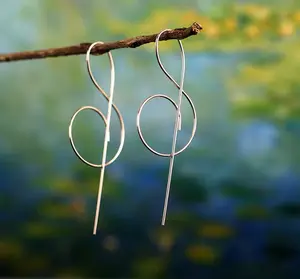 Unique Gold Music Note Threader Earrings - Treble Clef Fashion Costume Jewelry Accessories