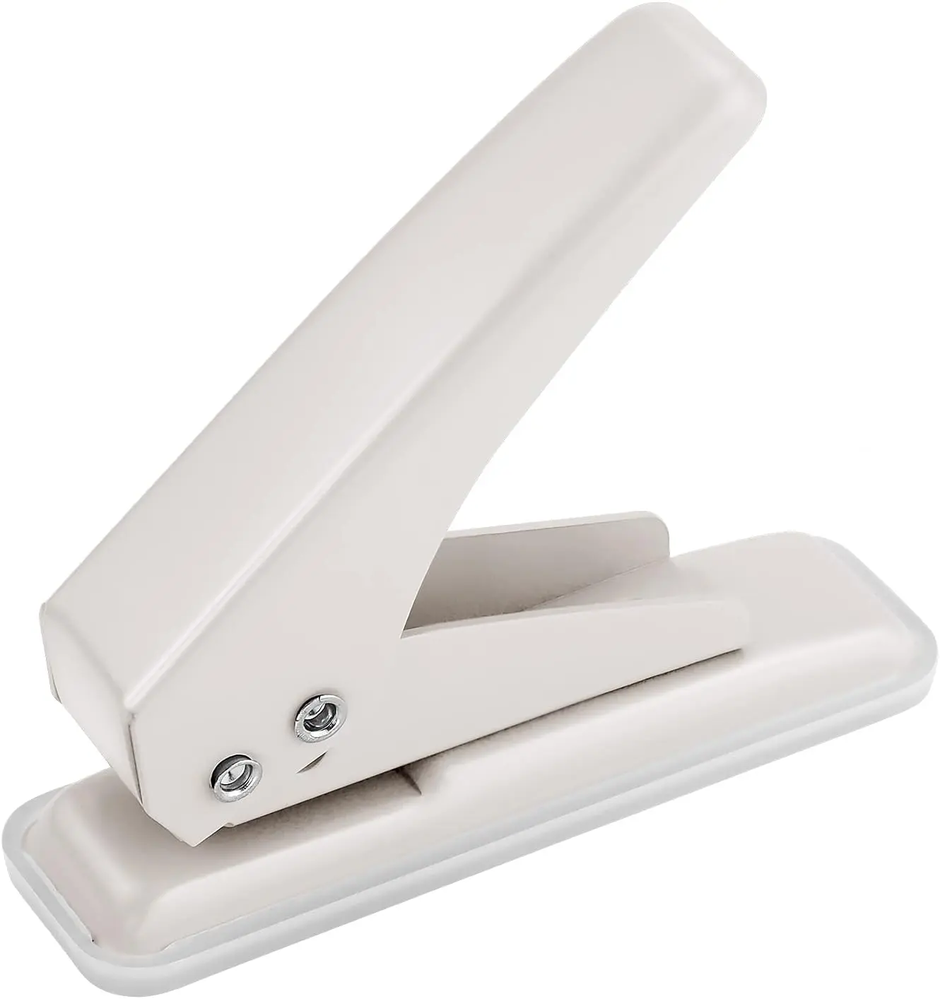 Single Hole Puncher Handheld 1/4 Inches Hole Punch, 20 Sheet Paper Punch Capacity Metal Hole Puncher with Skid-Resistant Base for Paper, Chipboard, Art Project,  White