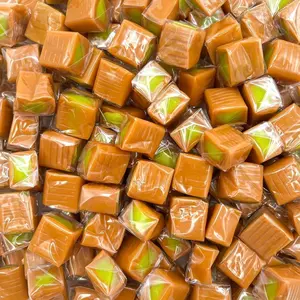 Caramel Cubes Candy | 1 Pound Bag - Approx. 75 Count | Green Apple Filling | Individually Wrapped