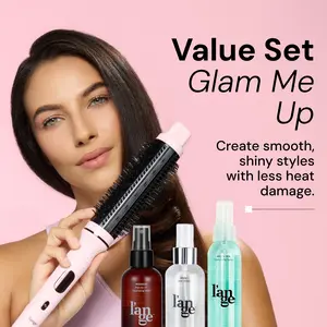 L'ANGE HAIR - Glam Me Up Value Set - GlamWave Thermal Ionic Brush, Salt + Séa Texturizing Spray 4oz, Rival Heat Shield 4oz, Manage Marula Oil Hydrating Spray 4oz