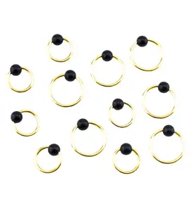 Black Obsidian Gold PVD Captive Bead Ring