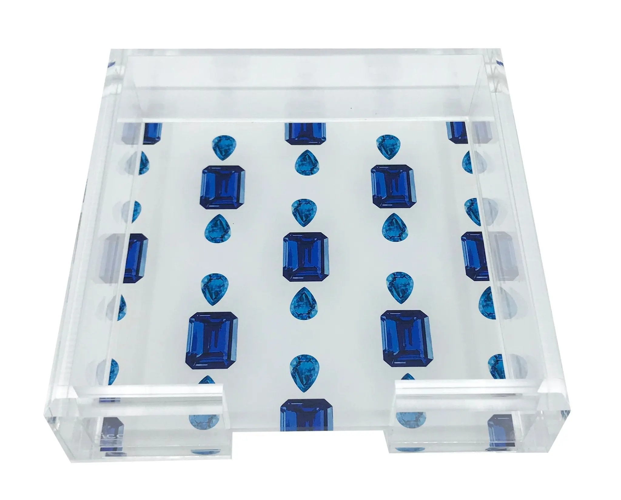 Gem Sapphires White Acrylic Square Cocktail Tray