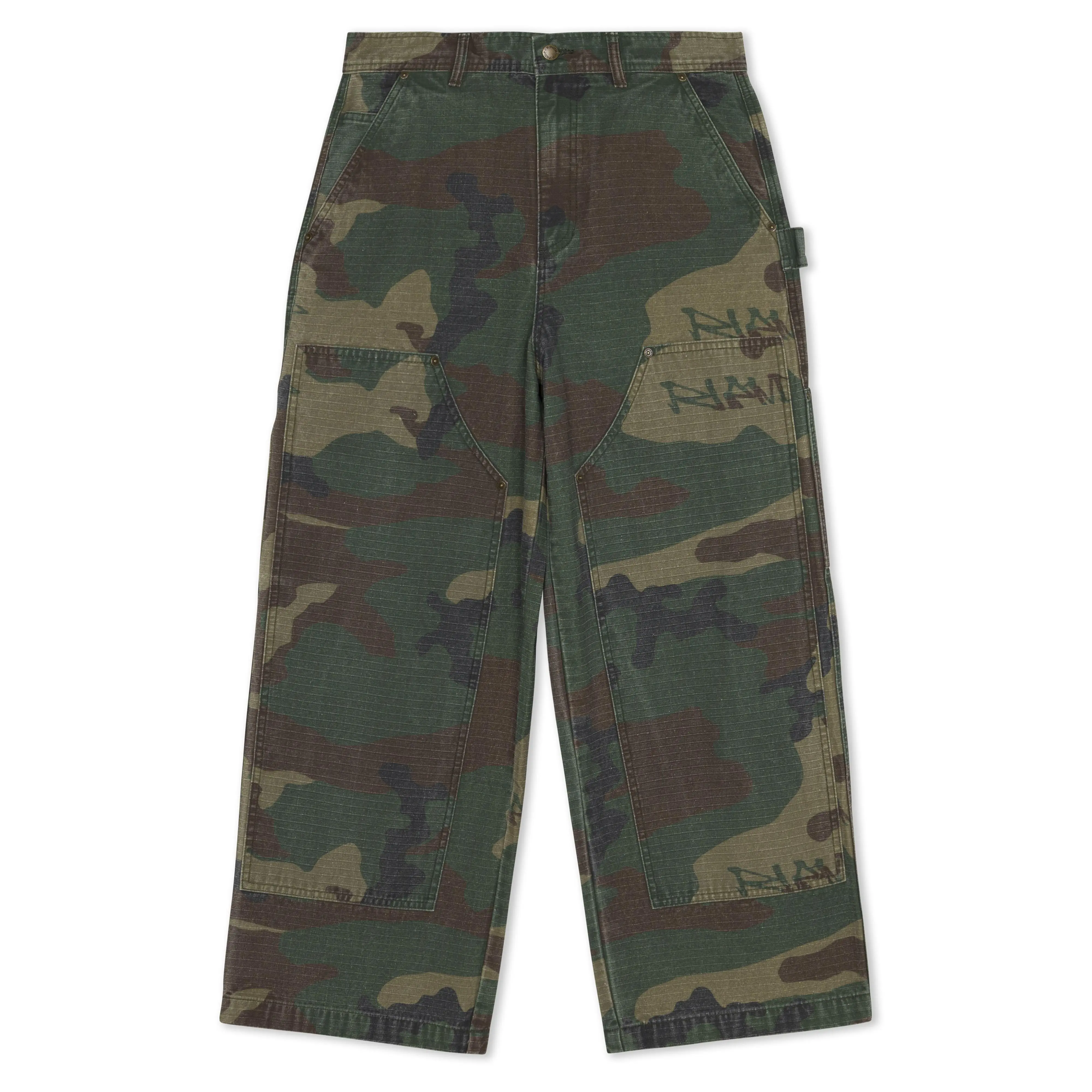 Women's Tactical Camouflage Military Cargo Pants - 28/XS Extra Wide Leg Clothes with Button, Zipper, Functional Pockets, Carpenter Bottoms