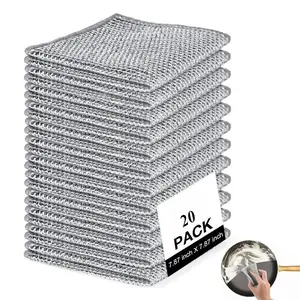 20 PCS Double Layer Wire Dish Cloth, Steel Wire Cleaning Cloth, Multi-purpose Non-Scratch Wire Dishcloth Rag for Cookware, Sinks, Dishes, Cooktops, Household Items, Home Cleaning Products