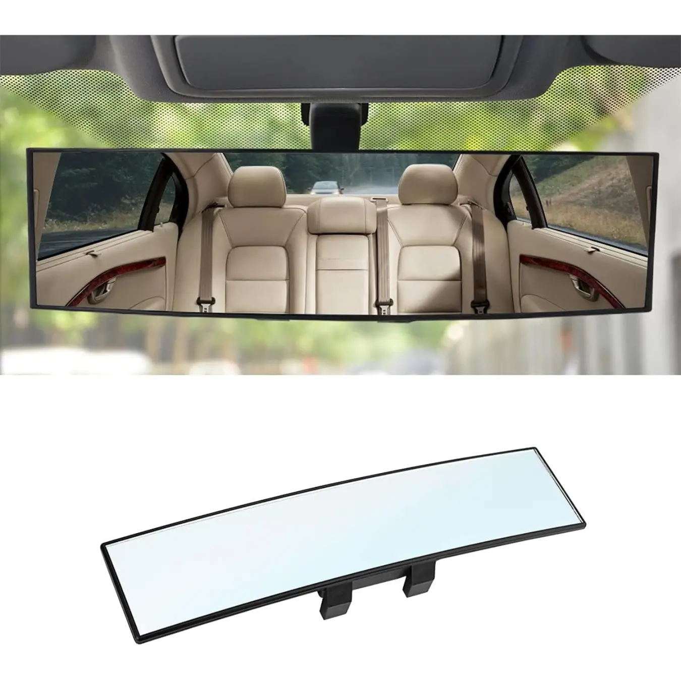 [New Deal]-Car Rearview Mirrors, Shock Resistant Interior Clip-on Panoramic Rear View Mirror for Car, Wide Viewing Range, 12 inch HD Universal Use for Cars, SUVs, Trucks, Vehicles (White)