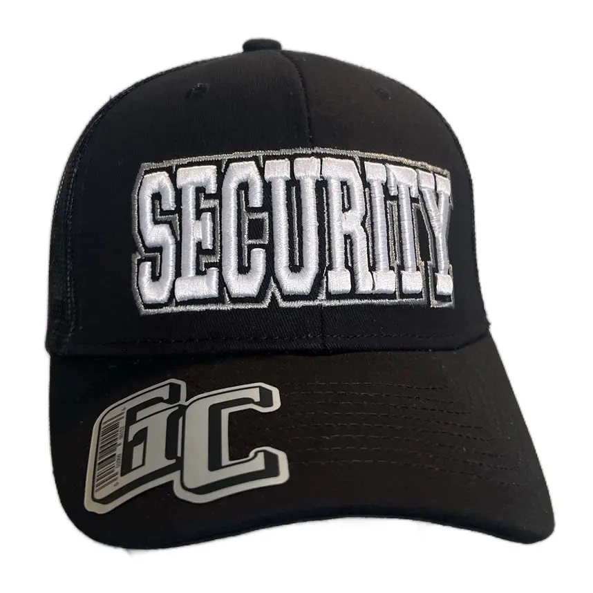 Security Embroidered SnapBack Baseball Hat Black Trucker Cap