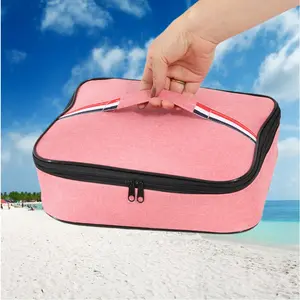 High cost-performance flat lunch bag lining Oxford cloth lunch bag portable student with handle classic style travel