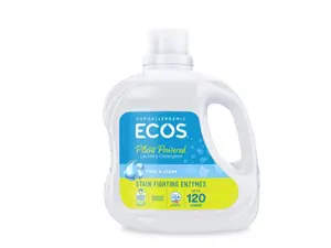 ECOS Plus Liquid Laundry Detergent with Stain-Fighting Enzymes Free & Clear 120 Loads 110oz Perfect for Colors Whites All Water Temperatures