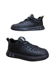 Men's Breathable Trendy Casual Sneakers, PU Leather Low Top Sports Shoes, All Season Fashion Footwear for Men, Trendy Walking Sneaker