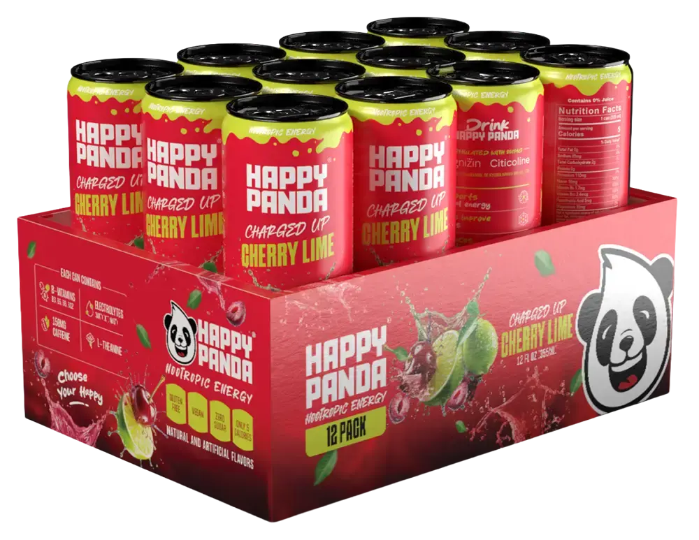 Happy Panda Nootropic Energy Drink - Charged Up Cherry Lime