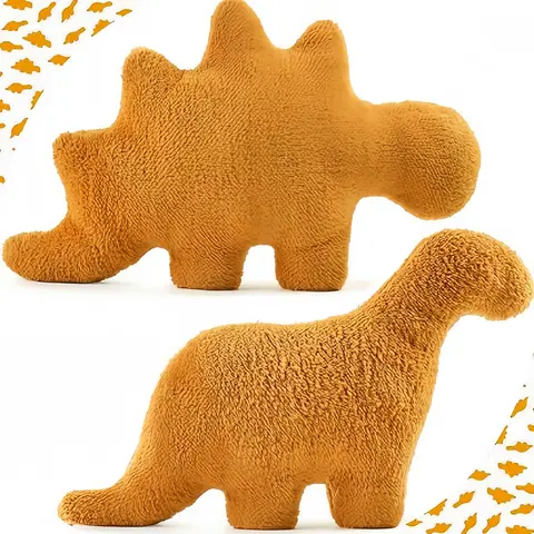 Super Soft Fluffy Dino Nugget Pillow Plush - Huggable Stuffed Cushion, Couch Accessory, Pet Dog Toy, Quirky Cute Gift for BF & Teen Boys, Quirky Gifts