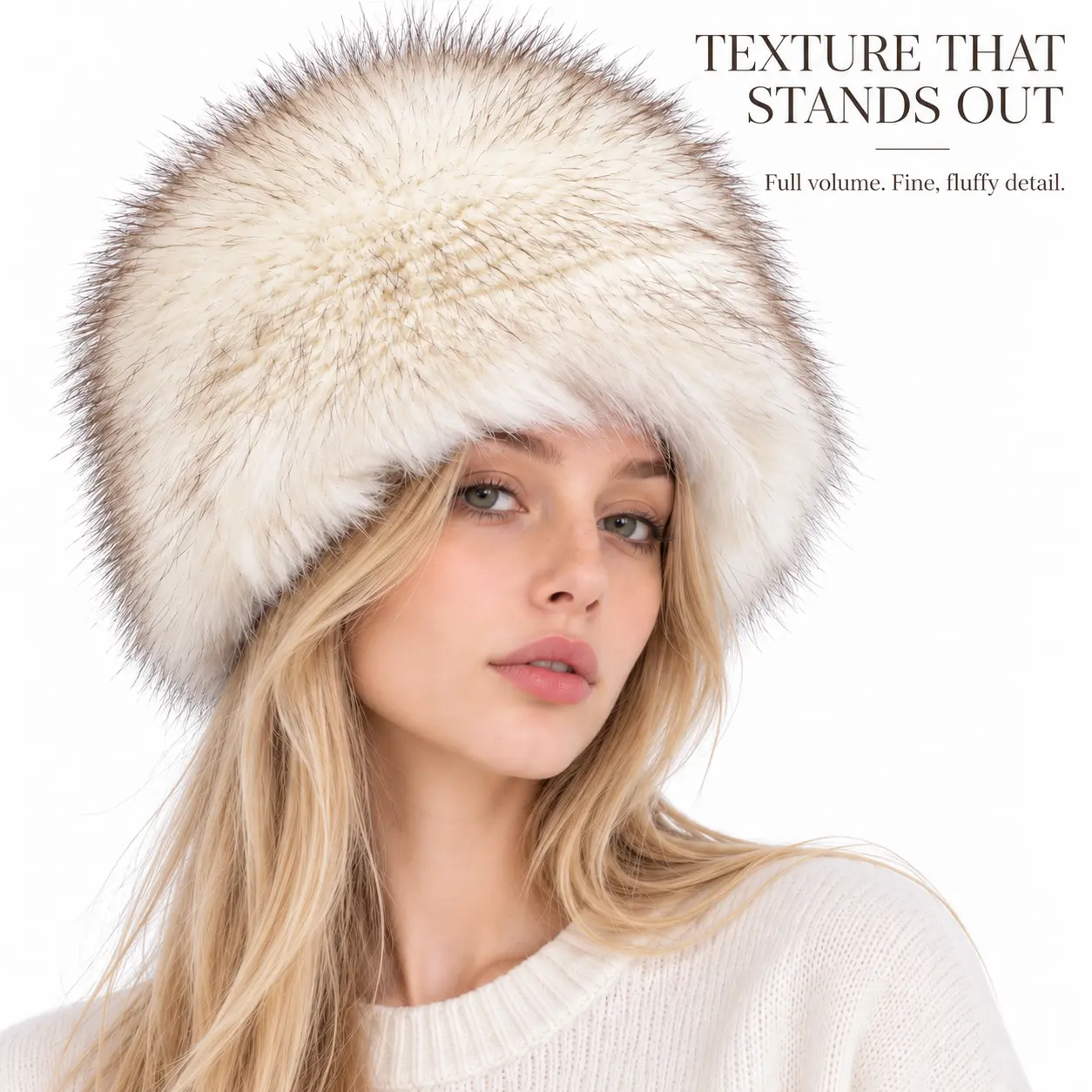 Women’s Winter Fluffy Plush Beanie – Oversized Dome Fit, Fashionable and Versatile Large Fox Fur Hat