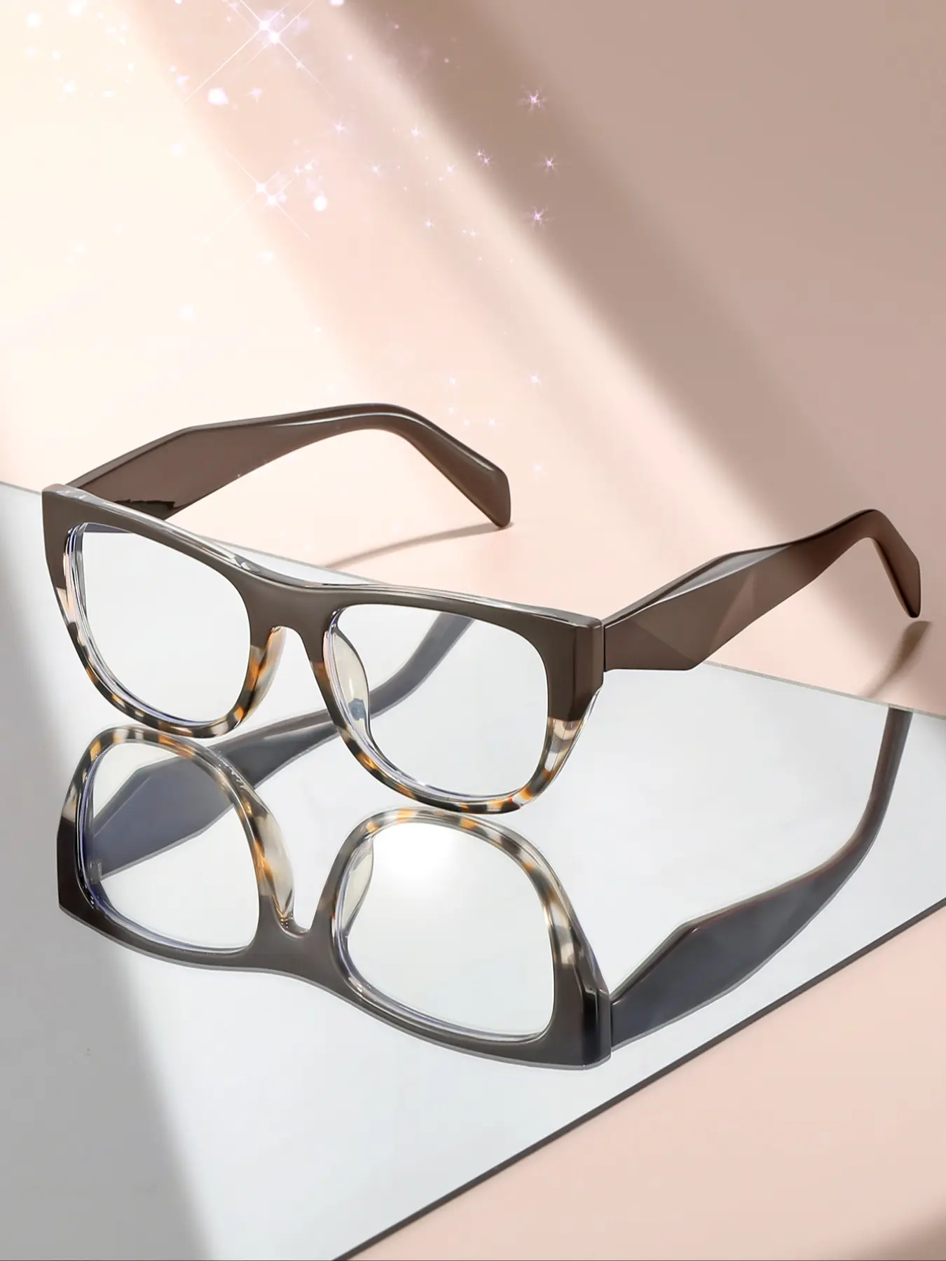 Cat Eye Fashion Flat Mirror Bean Flower Style Trendy Glasses Accessory Non-Prescription Daily Wear Prop, Casual All Seasons Plastic Frame