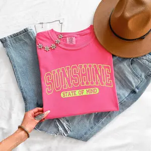 Comfort Colors Neon Sunshine State of Mind Tee-Preppy Comfort Colors Tee-Summer Shirts-Neon orange Women's T-shirt
