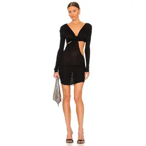 LaQuan Smith Dress with Cut Outs & Twist Detail in Black