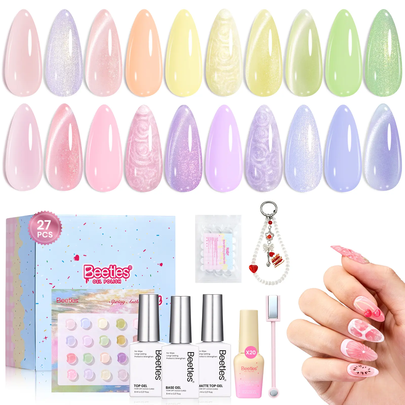 Beetles Spring Manicure Gel Polish Set, Taste of Spring DIY Nails Art Gift for girl Gift for woman gel x nails  salon nails at home Cutics Easter Nail Designs mothersdaygift Spring Nail Summer Nail Vacation Nail #SummerVibes