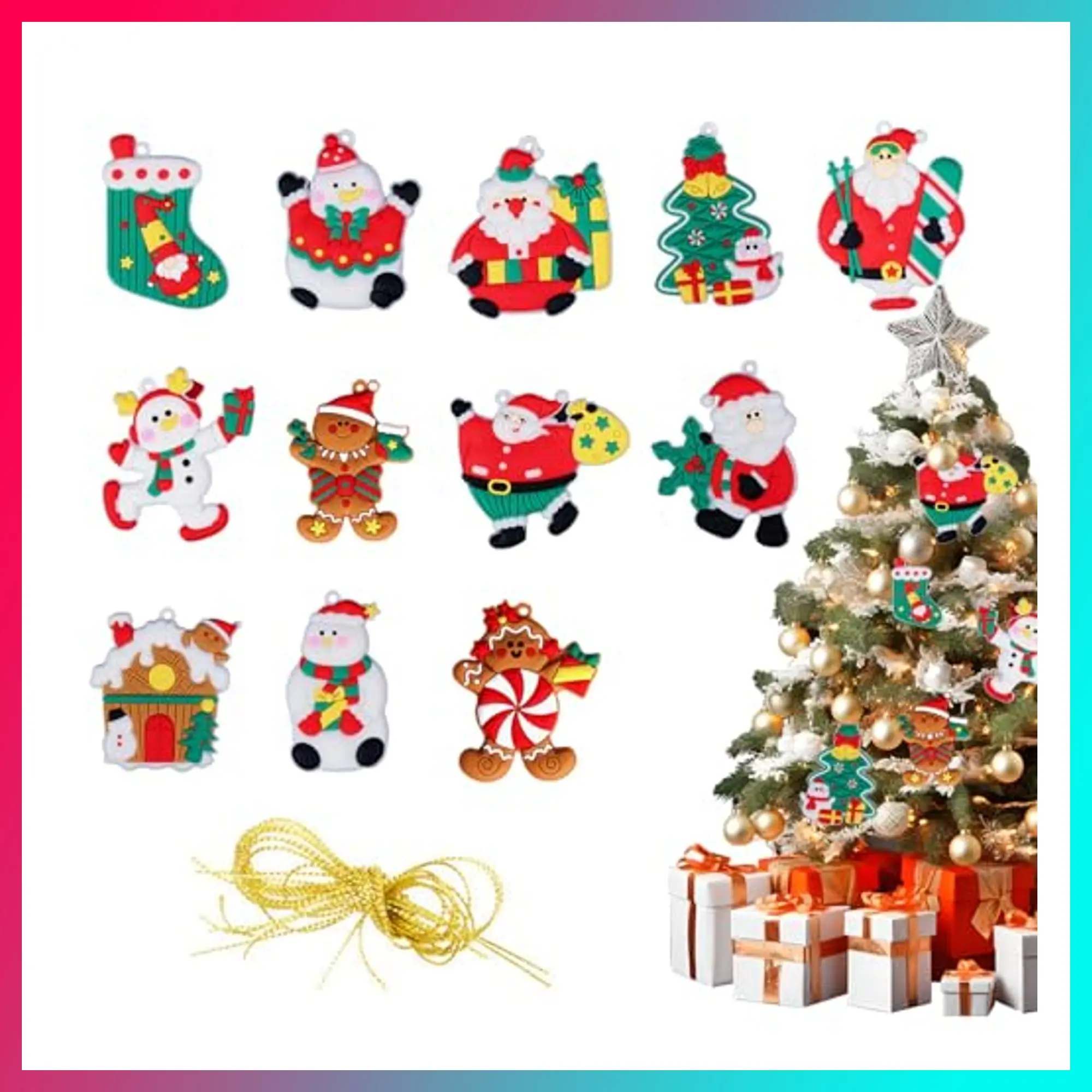 Christmas Tree Hanging Gingerbread Man Decorations 2.7Inch Tall Traditional Gingerbread Man Doll Pendants for Christmas Tree Fireplace Decoration (Colorful 12 Pack B, 2.76inch)