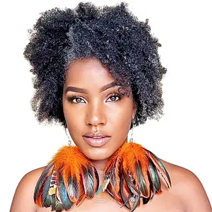 Feather Earrings, Orange Schlappen  Short Tassel Feather Earrings