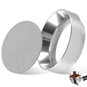 Coffee Bottomless Portafilter Accessory Set of 2 - Include 58MM/53MM/51MM Aluminum Dosing Ring & Stainless Steel Espresso Puck Screen, Coffee Filter Screen / Coffee Powder Dosing Rings Funnel Replacement Parts Bottomless Portafilter