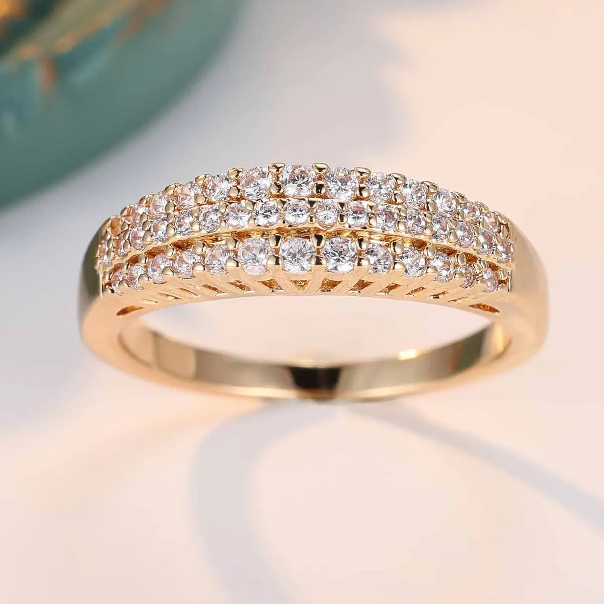 Women's Elegant Stacking Ring, Glamour White Zirconia Band, Sparkling Festive Accessory for Parties & Special Occasions, Fashion Ring, Ring Stack