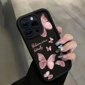 Butterfly Painted Pattern Case for iPhone 17 16 Plus 15 14 Pro Max 13 12 11 XS & Samsung Galaxy S26 Ultra S25 Plus S24 FE S23 S22 S21 Shockproof Drop Protection Rugged Durable Silicone Cover.HM182