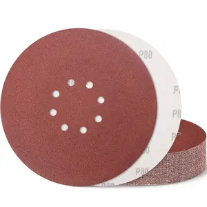 9 Inch 8 Hole Sanding Disc,  80 Grit 15 count Hook and Loop Sandpaper  Oxide Sanding Pads Sand Paper for Drywall Sander  Metal Glass Plastic Leather Rubber