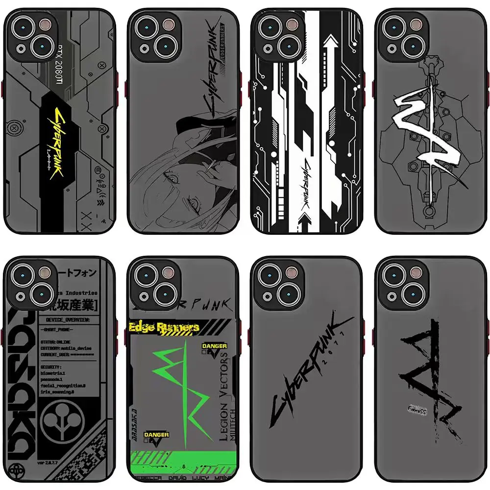 Cyberpunk Techwear Vibe Edgerunners Lucy & David Phone Case for iPhone 17 Pro Max Air 16 Pro 15 14 Plus 13 12 11 and Samsung S26-S23 Plus Ultra Shockproof Matte Protective Cover