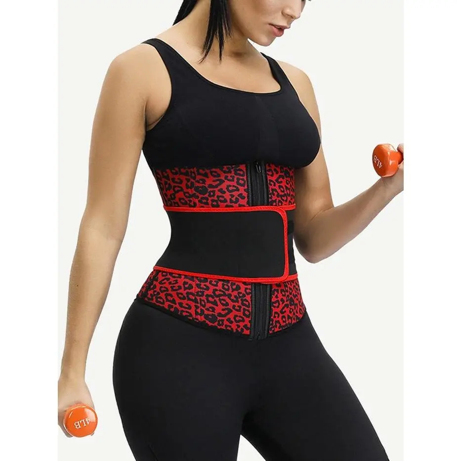 Premium Leopard Print Waist Trainer with 7 Steel Bones