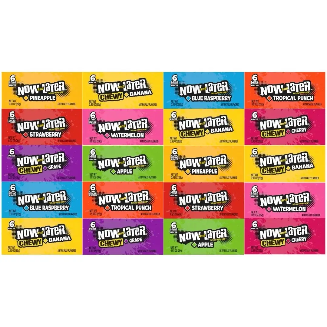 Now and Later Chewy Fruit Candy Variety Pack of 20 (120 Pieces) Sweet Snack Candies