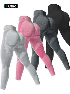 Women's Solid Sports Leggings, Gym Tights Clothes, Breathable Comfortable Seamless Yoga Leggings, Ladies Sportswear for Gym Workout Running, Gym Sportswear Bottoms