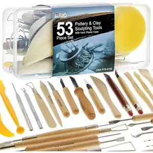 53  Pottery & Clay Sculpting Tool Set with Hard Plastic Storage Box