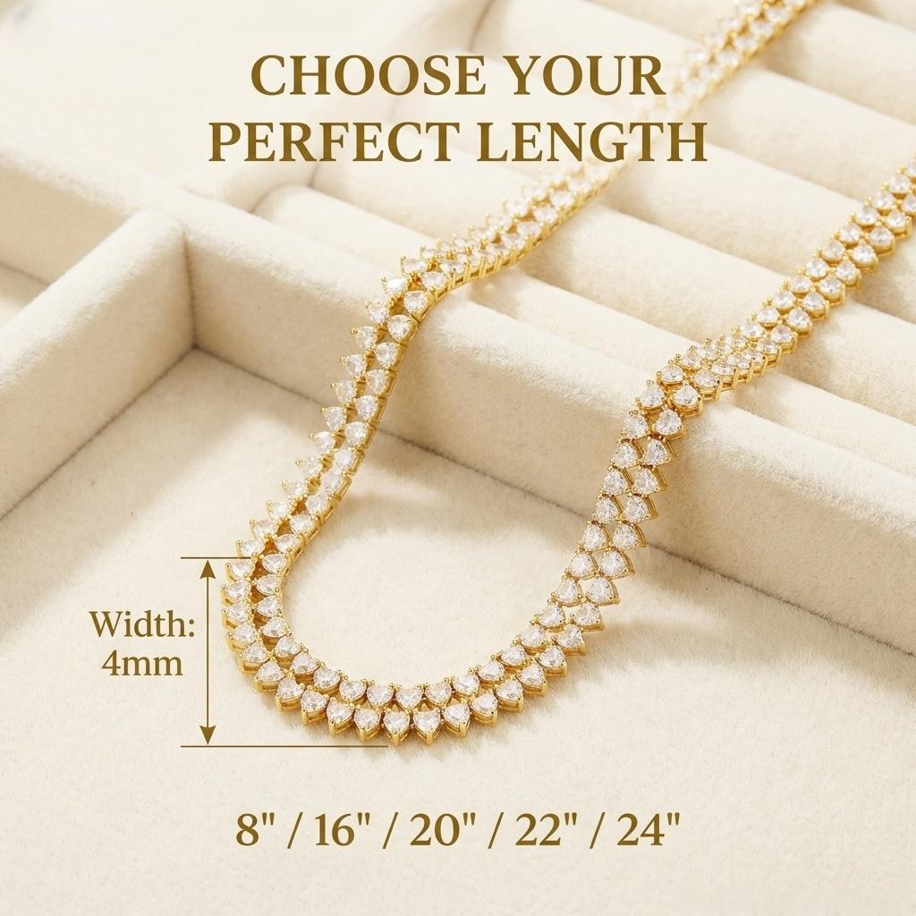 Women's Heart-Shaped Tennis Bracelet - Zirconia-Encrusted Chain, Skin-Gentle, Affordable Luxury Summer Fashion Costume Jewelry Accessory with Gift Box, No
