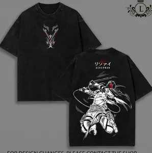 Levi Ackerman Vintage Washed Tee, Attack on Titan Scout Captain Graphic Tee, Heavyweight Cotton Anime Streetwear, Retro Manga Aesthetic Shirt, Casual Outfit, Gift for Anime Fans TJ7 S17