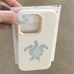 Creative Blue Swirl Turtle Shell Phone Case for iPhone 11 12 13 14 15 16 Pro Max Series, Soft Protective Cover Gift