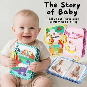 Baby Photo Album Soft Cloth, 4 Themes Animal Ocean Dinosaur Horse, Thematic Variety, Fits 17 4x6 Inch Photos, Newborn Infant Toddler Gift