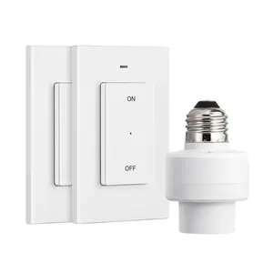 DEWENWILS Remote Control Light Socket, Wireless Light Switch for Pull Chain Light Lamp Fixtures, 100FT Range, No Wiring Needed, ETL Listed(2 Wall Mounted Switch+1 Socket, Shorter Version)-HRLS21S