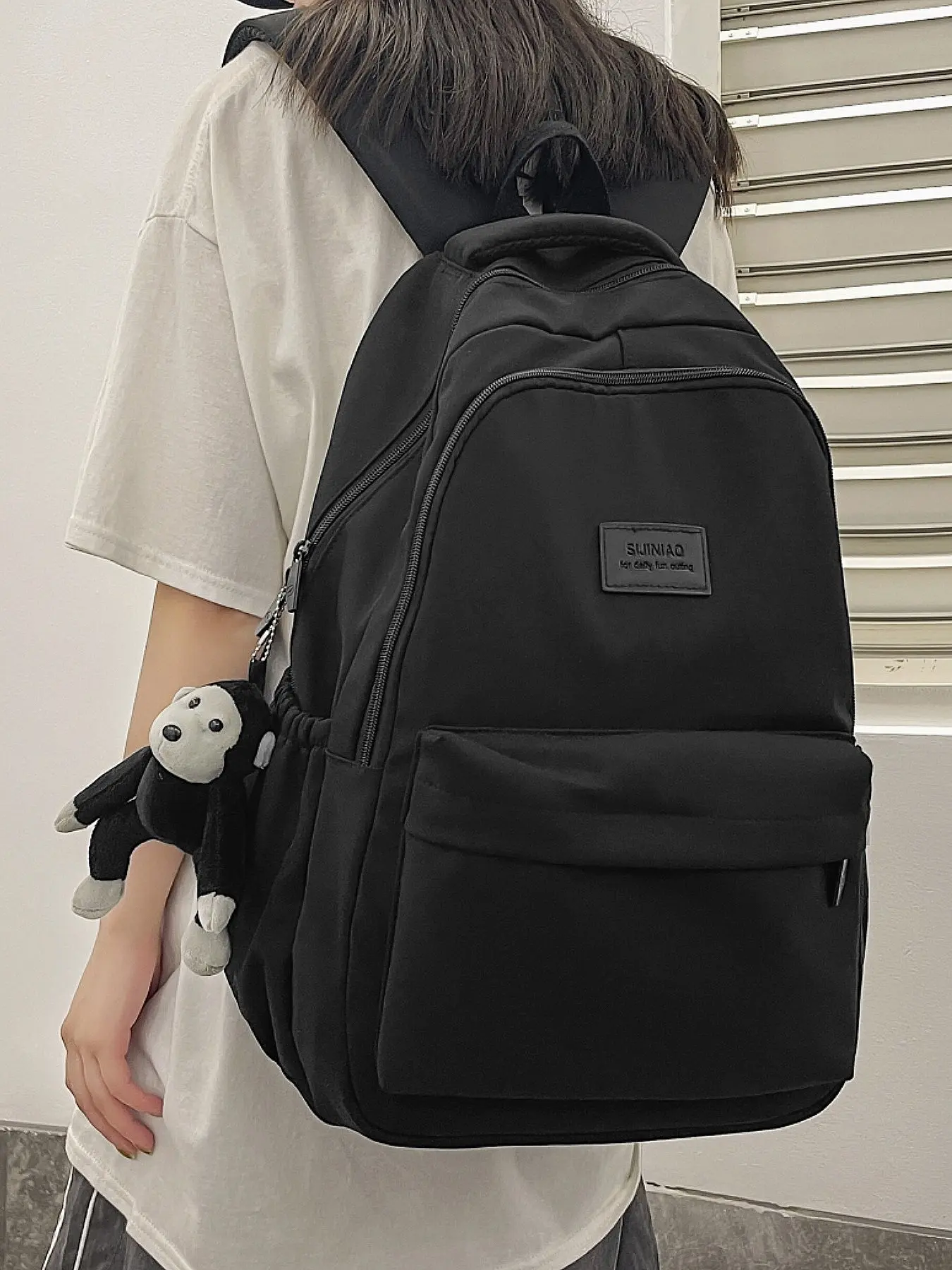 2025 Unisex Fashionable New Versatile Solid Color Japanese-Style Zip Backpack, Large Capacity Backpack, Casual Backpack, Casual Daypack Backpacks, Zipper Backpack