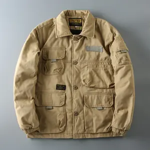 Outdoor Men's Thick Cotton Padded Cargo Jackets Loose Warm Parkas Multi-pocket Military Style Tactical Coat Male
