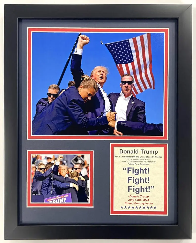 Donald Trump | America's 45th and 47th President | Framed 12"x15" Double Matted Photo Collage