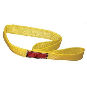 Synthetic Web Sling, Flat Eye and Eye, 14 ft L, 2 in W, Nylon, Yellow