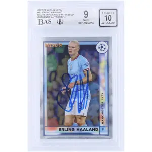 Erling Haaland Manchester City Autographed 2022-23 Topps Merlin UEFA #92 Beckett Fanatics Witnessed Authenticated 9/10 Card - Fanatics Authentic Certified