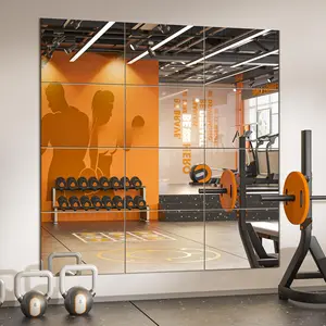 Wall Mirror Tiles, 16"x12"x12PCS Full Length Home Gym Mirror for Garage, Bedroom, Living Room, Over The Door